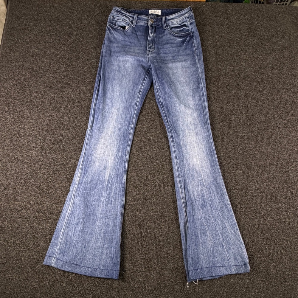 Bailey Shade Jeans Womens 9 BMP1003F 36 Blue Flare Stretch Whiskered EUC